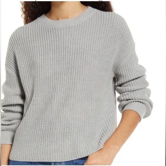 BP Gray Cleo Crop Crewneck Sweater NWT Size XS - Picture 1 of 6